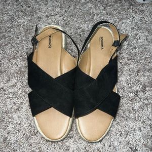 Black espadrille cross cross sandals